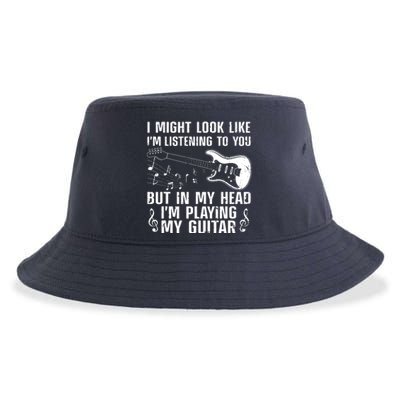 Funny Guitar Design For Men Women Guitarist Guitar Player Sustainable Bucket Hat