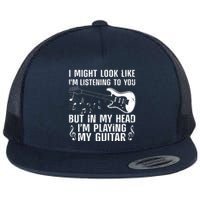 Funny Guitar Design For Men Women Guitarist Guitar Player Flat Bill Trucker Hat