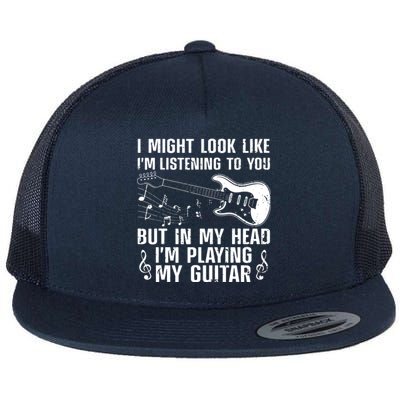 Funny Guitar Design For Men Women Guitarist Guitar Player Flat Bill Trucker Hat