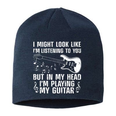 Funny Guitar Design For Men Women Guitarist Guitar Player Sustainable Beanie