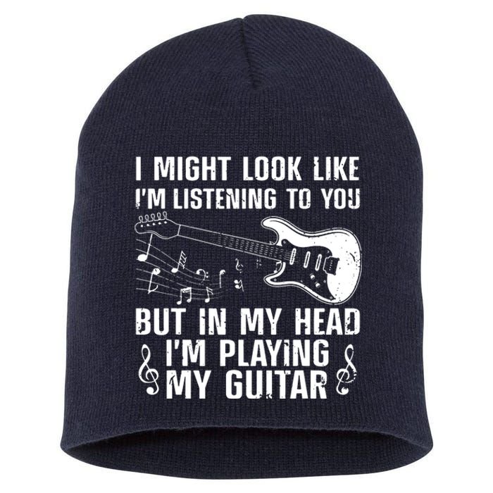 Funny Guitar Design For Men Women Guitarist Guitar Player Short Acrylic Beanie