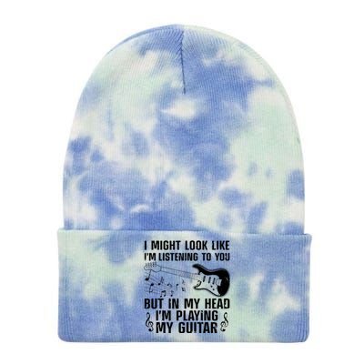 Funny Guitar Design For Men Women Guitarist Guitar Player Tie Dye 12in Knit Beanie