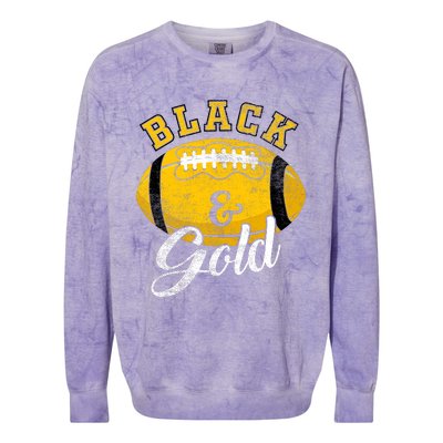 Football Game Day Black And Gold Costume For Football Lover Colorblast Crewneck Sweatshirt