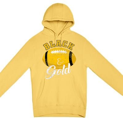 Football Game Day Black And Gold Costume For Football Lover Premium Pullover Hoodie