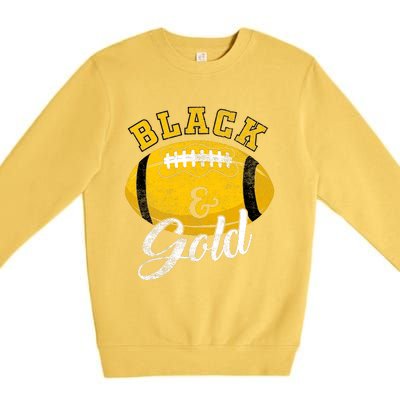 Football Game Day Black And Gold Costume For Football Lover Premium Crewneck Sweatshirt