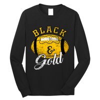 Football Game Day Black And Gold Costume For Football Lover Long Sleeve Shirt