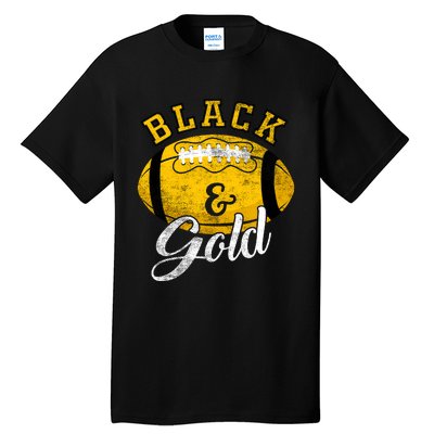 Football Game Day Black And Gold Costume For Football Lover Tall T-Shirt