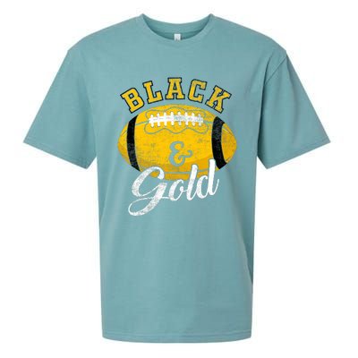 Football Game Day Black And Gold Costume For Football Lover Sueded Cloud Jersey T-Shirt