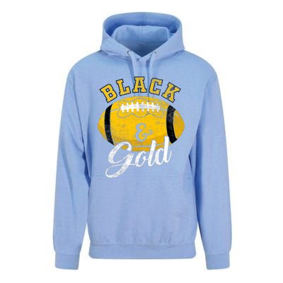 Football Game Day Black And Gold Costume For Football Lover Unisex Surf Hoodie