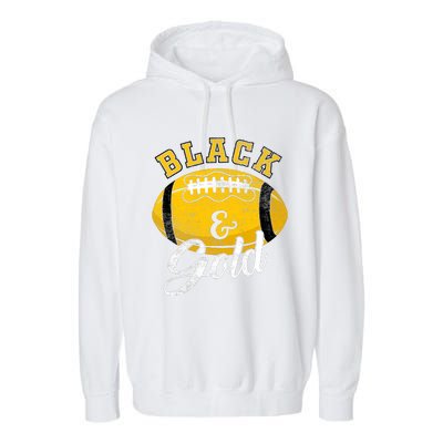 Football Game Day Black And Gold Costume For Football Lover Garment-Dyed Fleece Hoodie