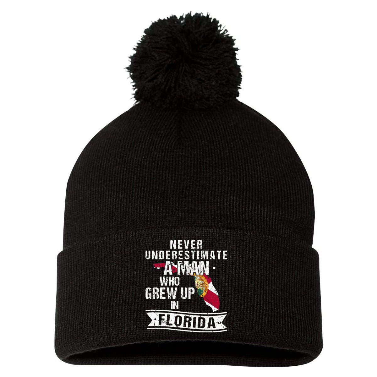 Flo Grown Design For Men Native Florida Pom Pom 12in Knit Beanie