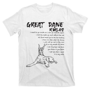 Funny Great Dane Dog Rules Hand Drawn Art Black T-Shirt