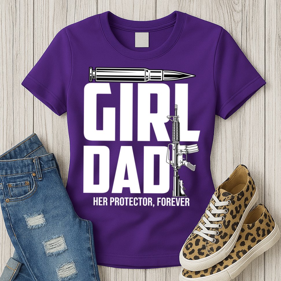 Funny Girl Dad Her Protector Forever Funny Father Gift Of Womens T-Shirt