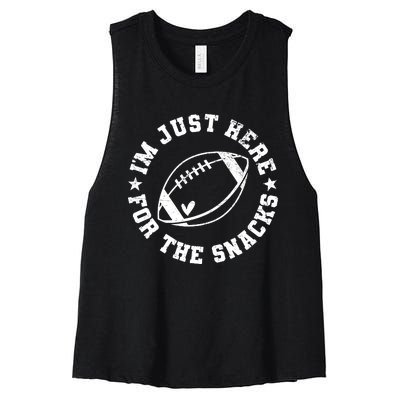 Football Game Day Im Just Here For The Snacks Women's Racerback Cropped Tank