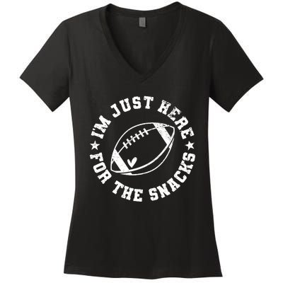 Football Game Day Im Just Here For The Snacks Women's V-Neck T-Shirt