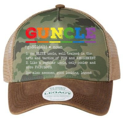 Funny Guncle Definition Proud Gay Uncle LGBTQ Pride Rainbow Legacy Tie Dye Trucker Hat