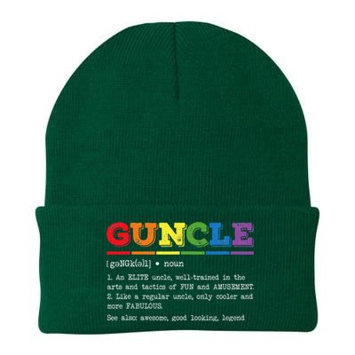 Funny Guncle Definition Proud Gay Uncle LGBTQ Pride Rainbow Knit Cap Winter Beanie