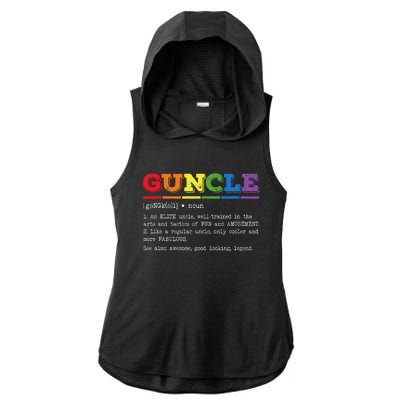 Funny Guncle Definition Proud Gay Uncle LGBTQ Pride Rainbow Ladies PosiCharge Tri-Blend Wicking Draft Hoodie Tank