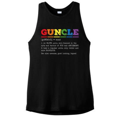 Funny Guncle Definition Proud Gay Uncle LGBTQ Pride Rainbow Ladies PosiCharge Tri-Blend Wicking Tank