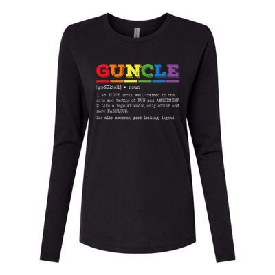 Funny Guncle Definition Proud Gay Uncle LGBTQ Pride Rainbow Womens Cotton Relaxed Long Sleeve T-Shirt