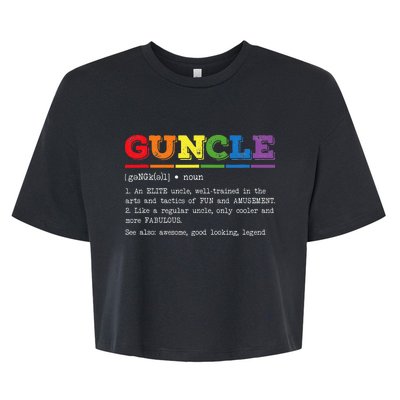 Funny Guncle Definition Proud Gay Uncle LGBTQ Pride Rainbow Bella+Canvas Jersey Crop Tee