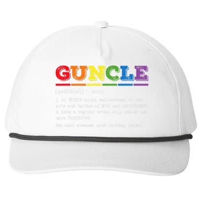 Funny Guncle Definition Proud Gay Uncle LGBTQ Pride Rainbow Snapback Five-Panel Rope Hat