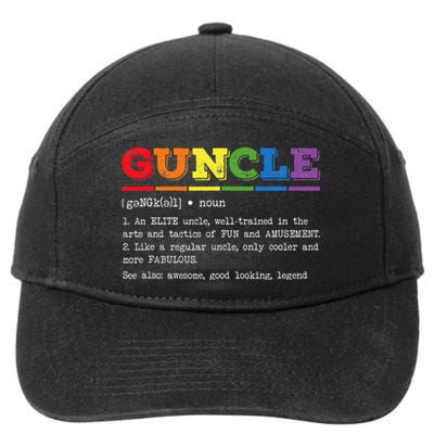 Funny Guncle Definition Proud Gay Uncle LGBTQ Pride Rainbow 7-Panel Snapback Hat