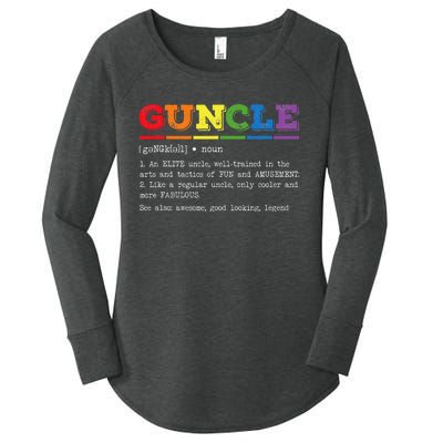 Funny Guncle Definition Proud Gay Uncle LGBTQ Pride Rainbow Women's Perfect Tri Tunic Long Sleeve Shirt