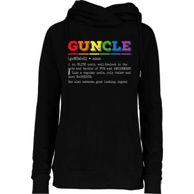 Funny Guncle Definition Proud Gay Uncle LGBTQ Pride Rainbow Womens Funnel Neck Pullover Hood