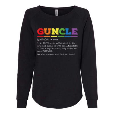 Funny Guncle Definition Proud Gay Uncle LGBTQ Pride Rainbow Womens California Wash Sweatshirt