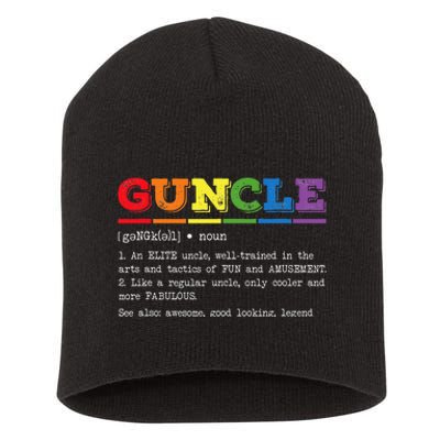 Funny Guncle Definition Proud Gay Uncle LGBTQ Pride Rainbow Short Acrylic Beanie