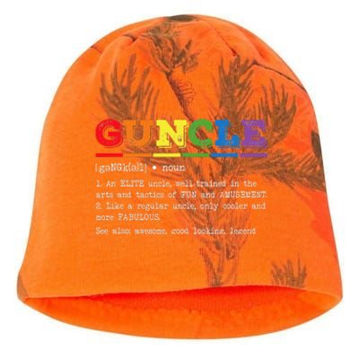 Funny Guncle Definition Proud Gay Uncle LGBTQ Pride Rainbow Kati - Camo Knit Beanie