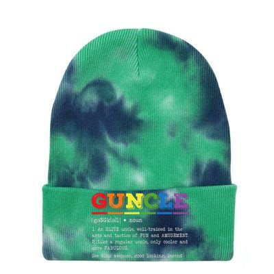 Funny Guncle Definition Proud Gay Uncle LGBTQ Pride Rainbow Tie Dye 12in Knit Beanie