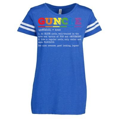 Funny Guncle Definition Proud Gay Uncle LGBTQ Pride Rainbow Enza Ladies Jersey Football T-Shirt