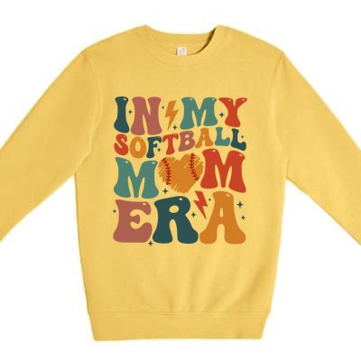 Funny Game Day Softball Lover Retro In My Softball Mom Era Gift Premium Crewneck Sweatshirt