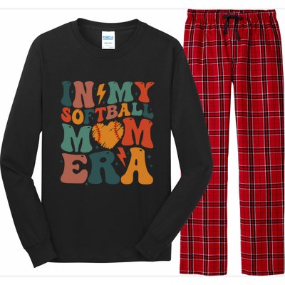 Funny Game Day Softball Lover Retro In My Softball Mom Era Gift Long Sleeve Pajama Set