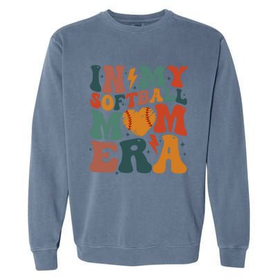 Funny Game Day Softball Lover Retro In My Softball Mom Era Gift Garment-Dyed Sweatshirt