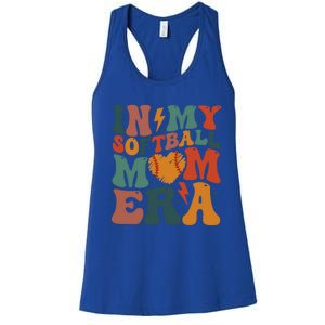 Funny Game Day Softball Lover Retro In My Softball Mom Era Gift Women's Racerback Tank