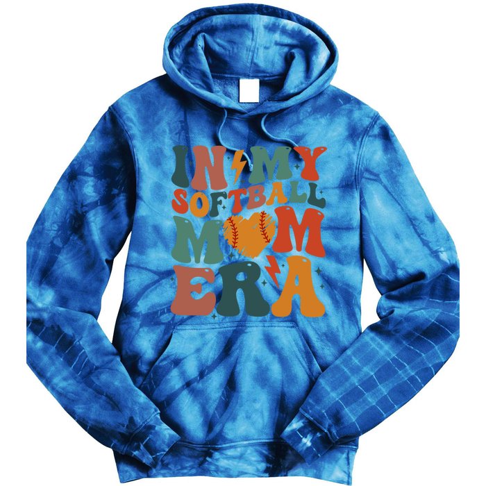 Funny Game Day Softball Lover Retro In My Softball Mom Era Gift Tie Dye Hoodie