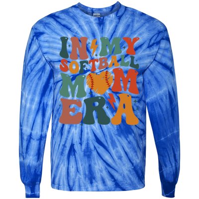 Funny Game Day Softball Lover Retro In My Softball Mom Era Gift Tie-Dye Long Sleeve Shirt