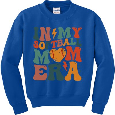 Funny Game Day Softball Lover Retro In My Softball Mom Era Gift Kids Sweatshirt