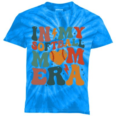 Funny Game Day Softball Lover Retro In My Softball Mom Era Gift Kids Tie-Dye T-Shirt