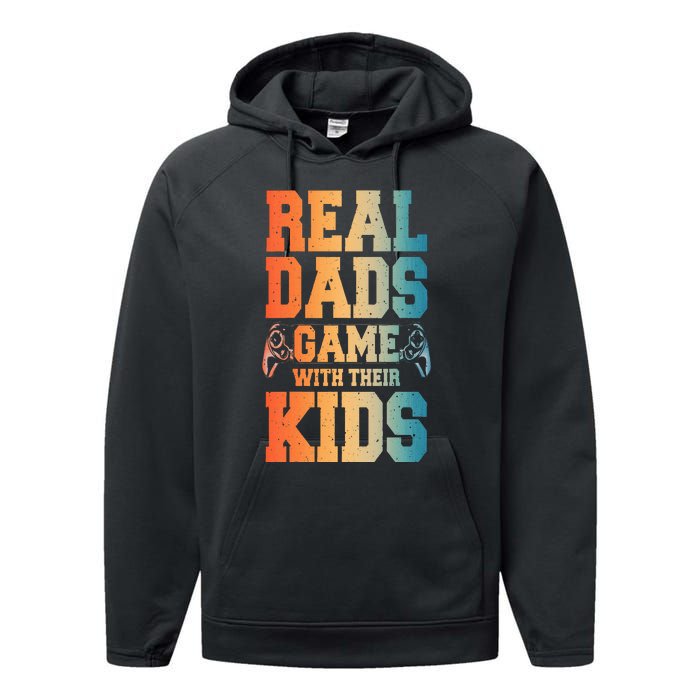 Funny Gamer Dad Art For Gaming Dad Daddy Game Lover Performance Fleece Hoodie