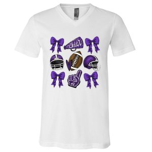 Football Game Day Sports Mom Team Spirit Sports Mom V-Neck T-Shirt