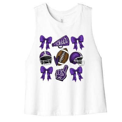 Football Game Day Sports Mom Team Spirit Sports Mom Women's Racerback Cropped Tank