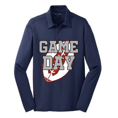 Funny Game Day Football Player American Football Silk Touch Performance Long Sleeve Polo