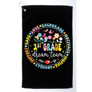 First Grade Dream Team Back To School Teacher Flower Platinum Collection Golf Towel