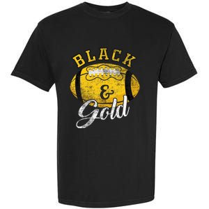 Football Game Day Black And Gold Costume For Football Lover Garment-Dyed Heavyweight T-Shirt