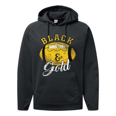 Football Game Day Black And Gold Costume For Football Lover Performance Fleece Hoodie