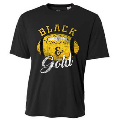 Football Game Day Black And Gold Costume For Football Lover Cooling Performance Crew T-Shirt